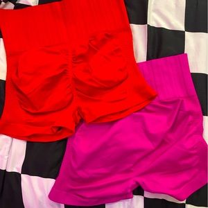 Red Workout Scrunch Shorts